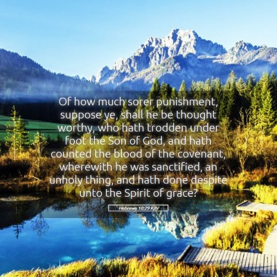 Picture 05 - Hebrews 10:29 KJV - Of how much sorer punishment, suppose ye, shall - Bible Verse Picture