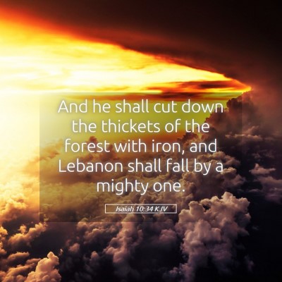 Picture 05 - Isaiah 10:34 KJV - And he shall cut down the thickets of the forest - Bible Verse Picture