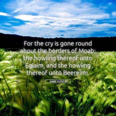 Picture 05 - Isaiah 15:8 KJV - For the cry is gone round about the borders of - Bible Verse Picture