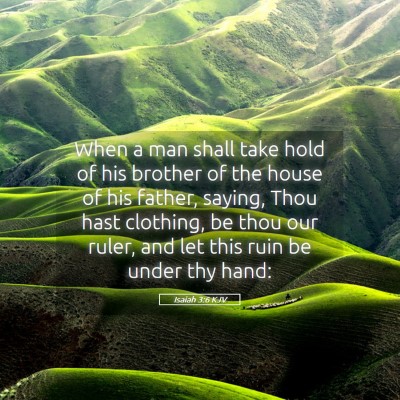 Picture 05 - Isaiah 3:6 KJV - When a man shall take hold of his brother of the - Bible Verse Picture