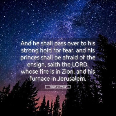 Picture 05 - Isaiah 31:9 KJV - And he shall pass over to his strong hold for - Bible Verse Picture