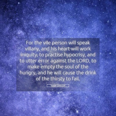Picture 05 - Isaiah 32:6 KJV - For the vile person will speak villany, and his - Bible Verse Picture