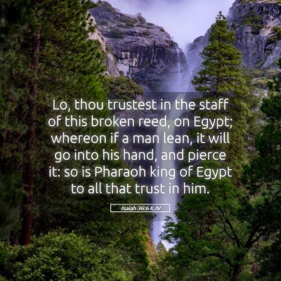 Picture 05 - Isaiah 36:6 KJV - Lo, thou trustest in the staff of this broken - Bible Verse Picture