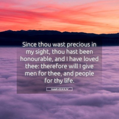 Picture 05 - Isaiah 43:4 KJV - Since thou wast precious in my sight, thou hast - Bible Verse Picture