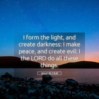 Picture 05 - Isaiah 45:7 KJV - I form the light, and create darkness: I make - Bible Verse Picture