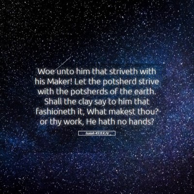 Picture 05 - Isaiah 45:9 KJV - Woe unto him that striveth with his Maker! Let - Bible Verse Picture
