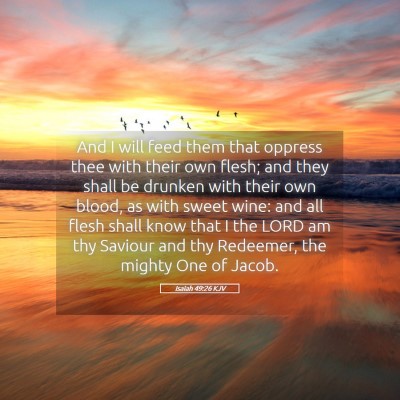 Picture 05 - Isaiah 49:26 KJV - And I will feed them that oppress thee with their - Bible Verse Picture