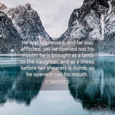 Picture 05 - Isaiah 53:7 KJV - He was oppressed, and he was afflicted, yet he - Bible Verse Picture