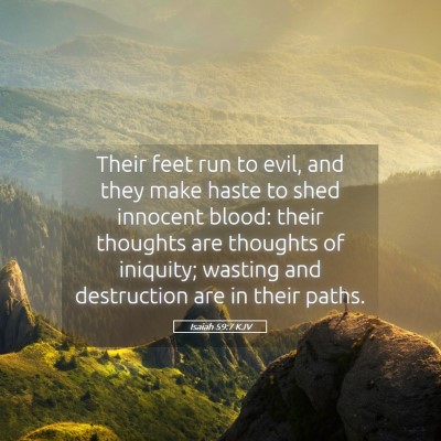 Picture 05 - Isaiah 59:7 KJV - Their feet run to evil, and they make haste to - Bible Verse Picture