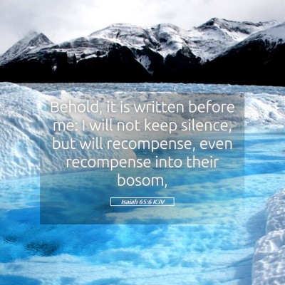 Picture 05 - Isaiah 65:6 KJV - Behold, it is written before me: I will not keep - Bible Verse Picture