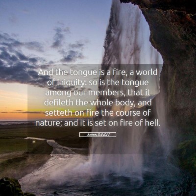 Picture 05 - James 3:6 KJV - And the tongue is a fire, a world of iniquity: so - Bible Verse Picture