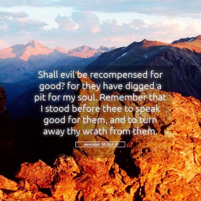 Picture 05 - Jeremiah 18:20 KJV - Shall evil be recompensed for good? for they have - Bible Verse Picture