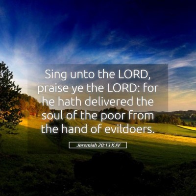 Picture 05 - Jeremiah 20:13 KJV - Sing unto the LORD, praise ye the LORD: for he - Bible Verse Picture