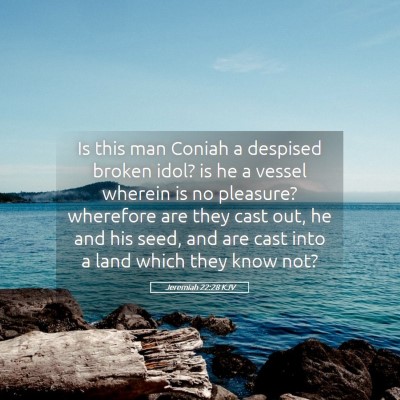 Picture 05 - Jeremiah 22:28 KJV - Is this man Coniah a despised broken idol? is he - Bible Verse Picture