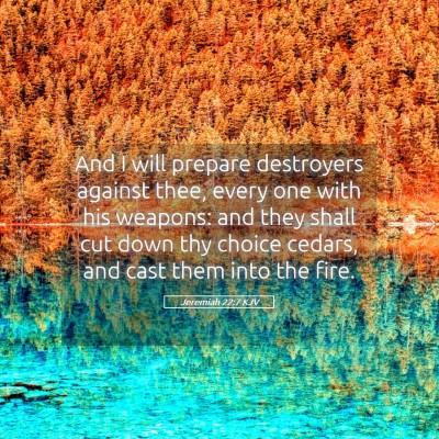 Picture 05 - Jeremiah 22:7 KJV - And I will prepare destroyers against thee, every - Bible Verse Picture