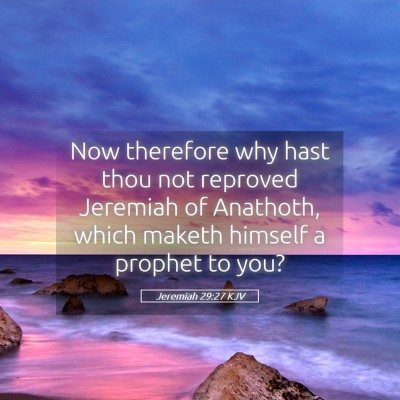 Picture 05 - Jeremiah 29:27 KJV - Now therefore why hast thou not reproved Jeremiah - Bible Verse Picture