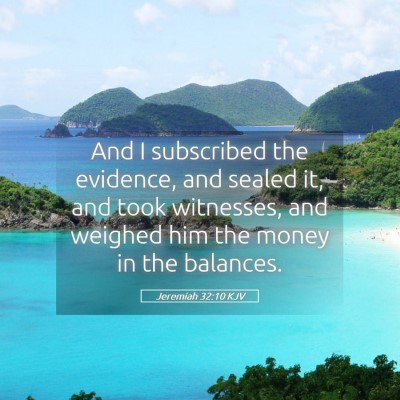 Picture 05 - Jeremiah 32:10 KJV - And I subscribed the evidence, and sealed it, and - Bible Verse Picture