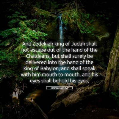 Picture 05 - Jeremiah 32:4 KJV - And Zedekiah king of Judah shall not escape out - Bible Verse Picture