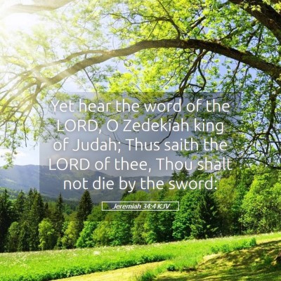 Picture 05 - Jeremiah 34:4 KJV - Yet hear the word of the LORD, O Zedekiah king of - Bible Verse Picture