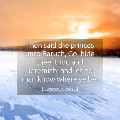 Picture 05 - Jeremiah 36:19 KJV - Then said the princes unto Baruch, Go, hide thee, - Bible Verse Picture