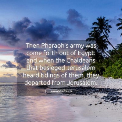 Picture 05 - Jeremiah 37:5 KJV - Then Pharaoh's army was come forth out of Egypt: - Bible Verse Picture