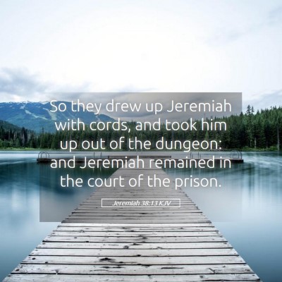 Picture 05 - Jeremiah 38:13 KJV - So they drew up Jeremiah with cords, and took him - Bible Verse Picture