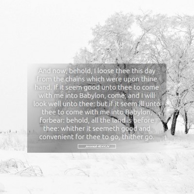 Picture 05 - Jeremiah 40:4 KJV - And now, behold, I loose thee this day from the - Bible Verse Picture