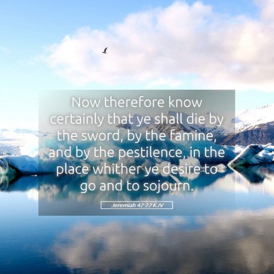 Picture 05 - Jeremiah 42:22 KJV - Now therefore know certainly that ye shall die by - Bible Verse Picture