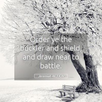 Picture 05 - Jeremiah 46:3 KJV - Order ye the buckler and shield, and draw near to - Bible Verse Picture