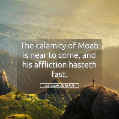 Picture 05 - Jeremiah 48:16 KJV - The calamity of Moab is near to come, and his - Bible Verse Picture