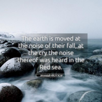 Picture 05 - Jeremiah 49:21 KJV - The earth is moved at the noise of their fall, at - Bible Verse Picture