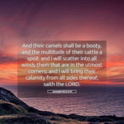 Picture 05 - Jeremiah 49:32 KJV - And their camels shall be a booty, and the - Bible Verse Picture