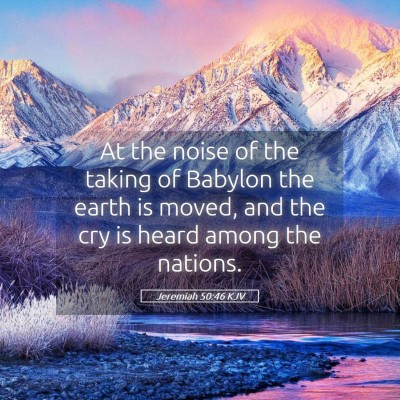 Picture 05 - Jeremiah 50:46 KJV - At the noise of the taking of Babylon the earth - Bible Verse Picture