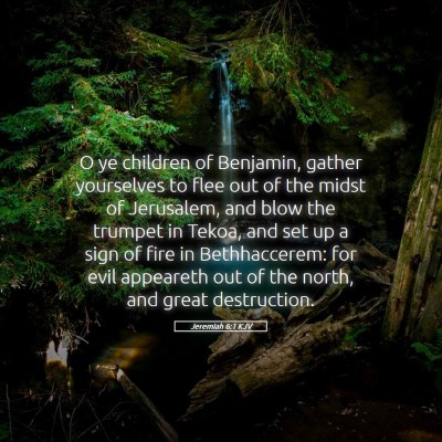 Picture 05 - Jeremiah 6:1 KJV - O ye children of Benjamin, gather yourselves to - Bible Verse Picture