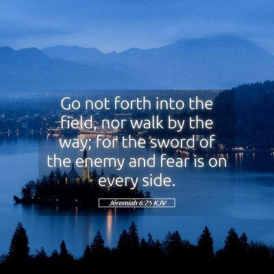 Picture 05 - Jeremiah 6:25 KJV - Go not forth into the field, nor walk by the way; - Bible Verse Picture