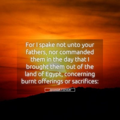 Picture 05 - Jeremiah 7:22 KJV - For I spake not unto your fathers, nor commanded - Bible Verse Picture