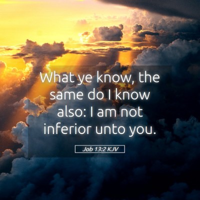 Picture 05 - Job 13:2 KJV - What ye know, the same do I know also: I am not - Bible Verse Picture