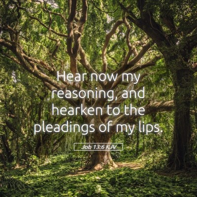 Picture 05 - Job 13:6 KJV - Hear now my reasoning, and hearken to the - Bible Verse Picture