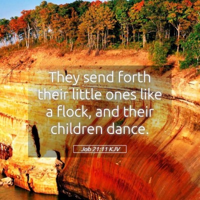 Picture 05 - Job 21:11 KJV - They send forth their little ones like a flock, - Bible Verse Picture