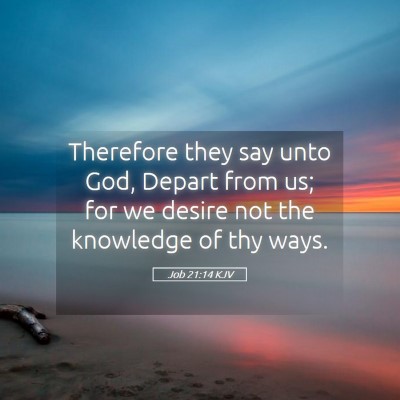 Picture 05 - Job 21:14 KJV - Therefore they say unto God, Depart from us; for - Bible Verse Picture