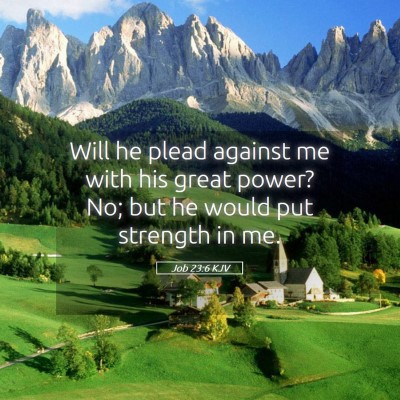 Picture 05 - Job 23:6 KJV - Will he plead against me with his great power? - Bible Verse Picture