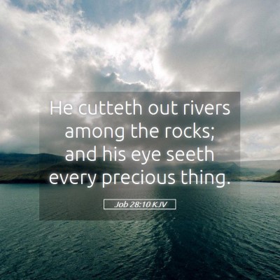 Picture 05 - Job 28:10 KJV - He cutteth out rivers among the rocks; and his - Bible Verse Picture