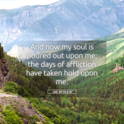 Picture 05 - Job 30:16 KJV - And now my soul is poured out upon me; the days - Bible Verse Picture