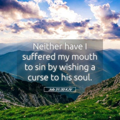 Picture 05 - Job 31:30 KJV - Neither have I suffered my mouth to sin by - Bible Verse Picture