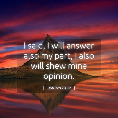 Picture 05 - Job 32:17 KJV - I said, I will answer also my part, I also will - Bible Verse Picture