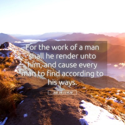 Picture 05 - Job 34:11 KJV - For the work of a man shall he render unto him, - Bible Verse Picture