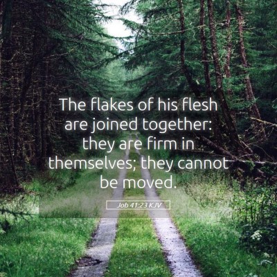 Picture 05 - Job 41:23 KJV - The flakes of his flesh are joined together: they - Bible Verse Picture