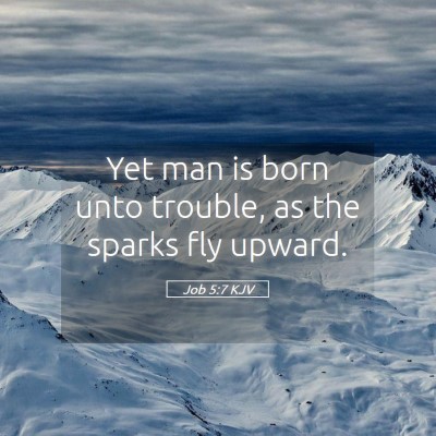 Picture 05 - Job 5:7 KJV - Yet man is born unto trouble, as the sparks fly - Bible Verse Picture