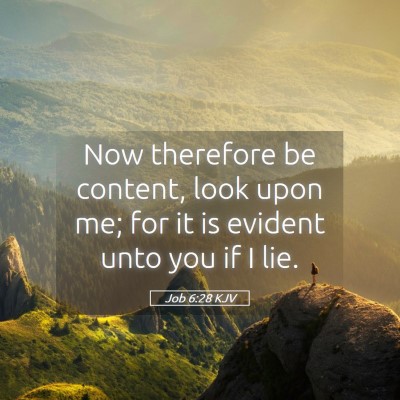Picture 05 - Job 6:28 KJV - Now therefore be content, look upon me; for it is - Bible Verse Picture