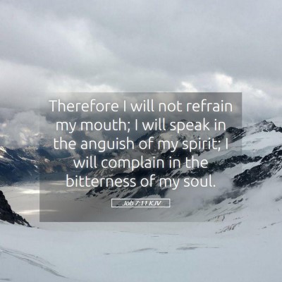 Picture 05 - Job 7:11 KJV - Therefore I will not refrain my mouth; I will - Bible Verse Picture